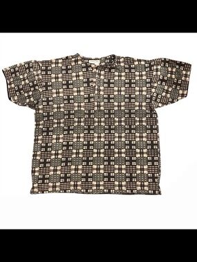 Point Zero Henley Shirt Mens L 100% Cotton Geometric Vintage